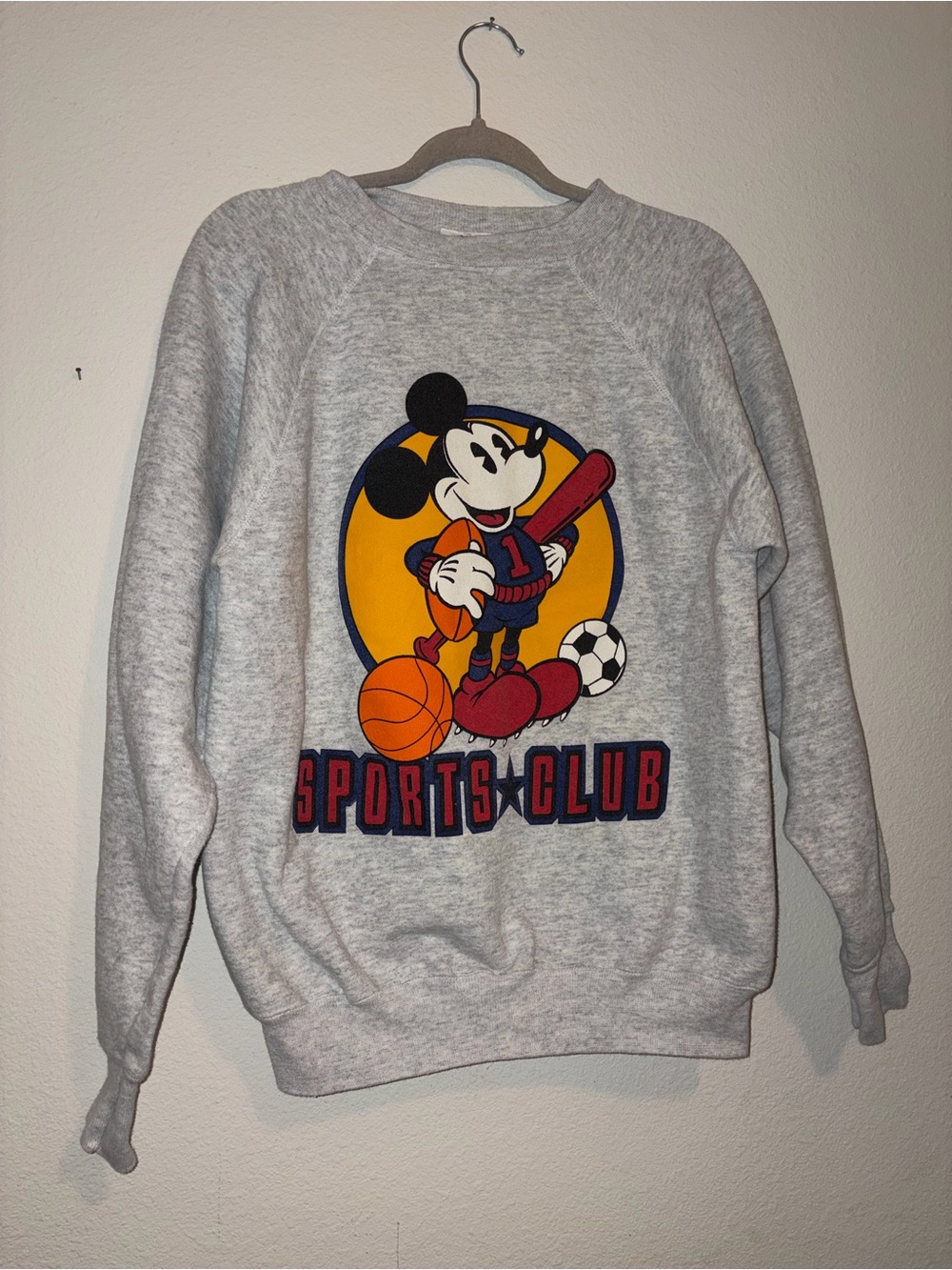 Vintage Gray Mickey Mouse Sports Club Crewneck Sweater